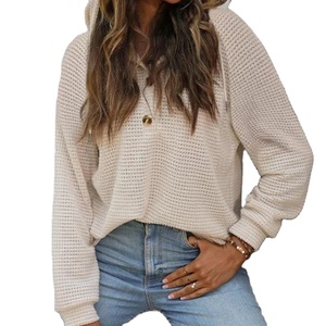 Chic durable femmes à manches longues pull à capuche haut respirant ample décontracté bureau dame sweat avec Logo avant arrière - Product Image 3