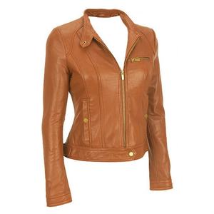 Veste en cuir véritable marron personnalisable ISONZ pour femme, fermeture éclair - Product Image 5