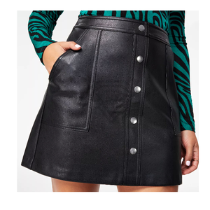 Minifalda de Piel Sintética para Mujer, a la Moda, de Cintura Alta, Asimétrica, Ajustada, de Color Sólido, Sexy, para Fiesta Nocturna en Club - Product Image 1