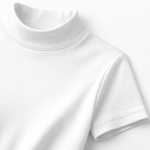 Vente en gros de t-shirts à col roulé décontractés à manches courtes pour femmes avec logo sur le devant - 100% coton, service OEM - Product Image 4