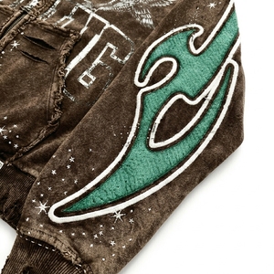 Winter Acid Wash Streetwear Heavyweight Regular Fit Zipper <b>Hoodie</b> No <b>String</b> Vintage Wash Double Layer Cotton <b>Hoodie</b> - Product Image 5