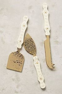 Juego de cuchillos para queso de cobre con estampado de leopardo y mangos florales blancos, solo lavar a mano, duradero - Product Image 6