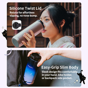 Lightweight 24oz <b>Double</b> <b>Wall</b> Vacuum SUS 316 Tumbler Titanium Ceramic Coating Minimalist 9hr Cold Retention Silicone Twist Lid - Product Image 5