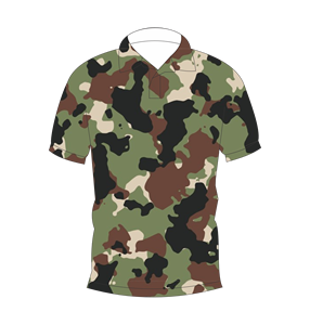 เสื้อโปโลลายพรางสีเขียวสีน้ำตาลสีดำสำหรับผู้ชายแขนสั้นเสื้อยืดกอล์ฟพิมพ์ลายลำลอง - Product Image 1