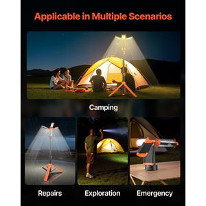 Lámpara de Trabajo LED Inalámbrica Recargable de 8Ah, 2200 Lúmenes, 3 Cabezales de Lámpara Desmontables, Soporte de Trípode para Iluminación Exterior - Product Image 6