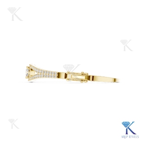 Luxury 14K <b>Solid</b> Gold Unisex Tennis <b>Bracelet</b> Brilliant Cut Lab Grown Diamond Centerpiece Halo Side Diamonds Engagement Party - Product Image 6