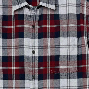 Chemise décontractée à manches longues à carreaux pour homme, 100% coton flanelle, col rabattu, pour l'automne - Product Image 5