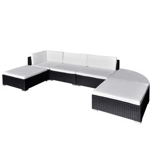 Grand ensemble de salon modulaire en rotin PE noir pour jardin - Product Image 1