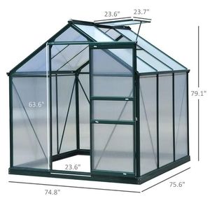 Serre de jardin portable 6 x 6 x 7 en polycarbonate de couleur verte - Product Image 3