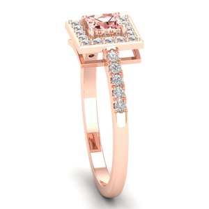 Bague REYES en or massif 14 carats de haute qualité avec pierre précieuse Morganite taille princesse 0,31 carat pour femme, certifiée GRA, bijoux fins en Moissanite - Product Image 3
