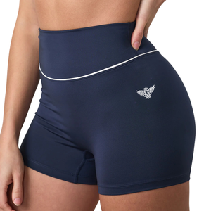 Women's High Waist Skinny Biker Shorts Soft <b>Stretch</b> Breathable Quick Dry Yoga Running Activewear Polyester/Cotton 3D Design Navy - Product Image 4