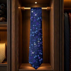 Premium Eco-Friendly Blue Floral Necktie | Designer Jacquard 100% Polyester Tie Men Formal Business Custom Size <b>Accessory</b> - Product Image 4