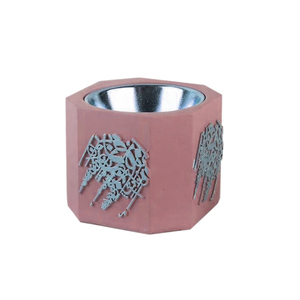 Brûleur d'encens en béton de luxe avec calligraphie arabe, coupelle métallique rose poudré, hexagonal, Mubkhar, brûleur de Bukhoor, décoration d'intérieur - Product Image 3