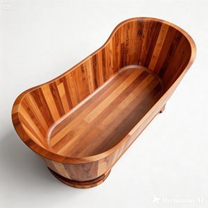 Hot Sale Indonesia Made Timber Vertical Teak Wood Free <b>Standing</b> Ergonomic Eco-Friendly Indoor Outdoor Rectangle Bathtubs Hotel - Product Image 5