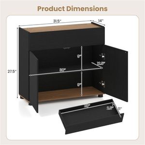 Buffet de cuisine en bois noir de 31,5 pouces avec portes à ouverture par pression, rangement pour salle à manger - Product Image 3