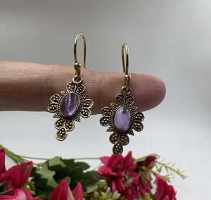 Boucles d'oreilles pendantes géométriques bohèmes en améthyste, pierre naturelle de haute qualité, pour femmes - Product Image 3