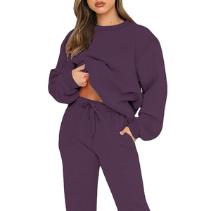 Ensemble de survêtement polaire 2 pièces uni pour femme, chaud et respirant, 100 % coton de haute qualité, design de luxe, écologique, vente en gros - Product Image 1