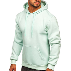 Vente en gros – Nouveau sweat à capuche kangourou pour homme, couleur menthe claire unie, en polaire, manches longues, polyester/coton, séchage rapide, idéal pour l'hiver - Product Image 4
