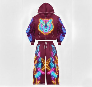 Sudadera con Capucha de Alta Tecnología para Hombre, Sublimada, con Estampado Neón en el Centro y Mangas con Diseño de Circuito Electrónico, Ropa Deportiva - Product Image 3