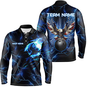 Good Quality Short Sleeves <b>Bowling</b> Polo <b>Shirts</b> Plus Size 100% Polyester Unisex Polo <b>Shirts</b> Custom Team Name - Product Image 4