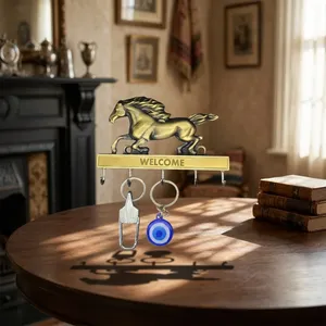 Premium-quality Brass Key Holder Hooks Metal Hanging Key Holder for Wall Decoration Gold Color horse style Designed <b>Vintage</b> look - Product Image 5