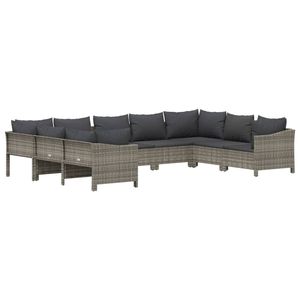 Ensemble de salon de patio en rotin gris de 9 pièces avec coussins ensembles de jardin - Product Image 3