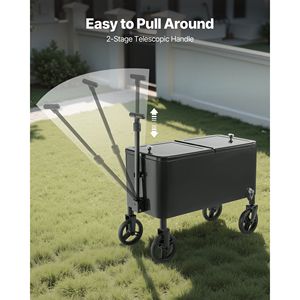 Carrello Frigo Portatile da 80 Litri con Maniglia Telescopica a 2 Stadi, 2 Ruote Girevoli, Tavolo Integrato per Spiaggia, Feste e Bar - Borsa Termica - Product Image 3