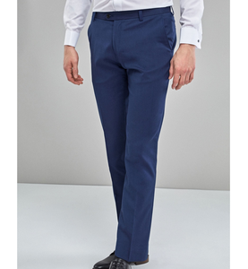 Chinos mi-longs en coton biologique écologique bleu marine, coupe ajustée, extensibles, avec fermeture éclair, anti-boulochage, respirants, infroissables et légers - Product Image 1