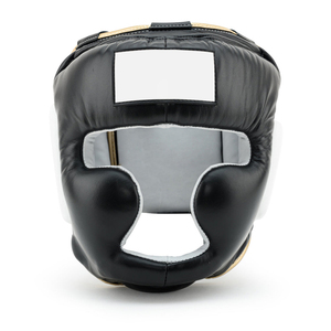 Protector de Cabeza para Boxeo, Talla Única, Negro, Ajustable, de Cuero PU, para MMA, Muay Thai, Kickboxing, Sparring y Entrenamiento - Product Image 1