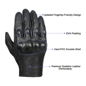 Guantes de Motociclismo Samroz, Cuero Genuino, Premium, Transpirables, Ecológicos, con Pantalla Táctil, Antideslizantes, Unisex, para las Cuatro Estaciones, Suaves - Product Image 4