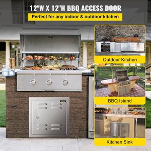 Porta di accesso ventilata singola da 12x12 pollici per la cottura all'aperto 304 in acciaio inossidabile supporto a filo per porta a serrature smussate per accesso al barbecue - Product Image 2
