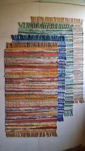 Alfombra de Trapo de Algodón Chindi Hecha a Mano, de Algodón Reciclado, Floral Clásica, Antifatiga, Lavable, Multicolor, Colorida, Tejida a Mano en India - Product Image 5