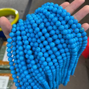 Cuentas redondas de turquesa azul Sleeping Beauty, piedras preciosas sueltas para la fabricación de joyería, lote a granel - Product Image 2