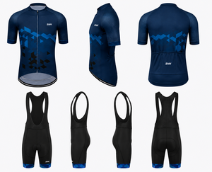 Ensemble de maillot de cyclisme SHH pour homme, respirant, coupe-vent, 100 % polyester, séchage rapide, manches courtes, avec short à bretelles rembourré, pour activités de plein air - Product Image 2