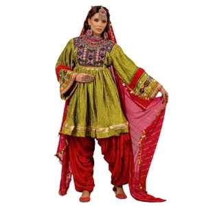 Elegante Vestido de Fiesta Afgano para Mujer con Detalles de Joyería y Bordados Coloridos - Product Image 1