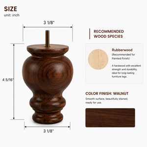 Rubberwood Modern <b>Sofa</b> <b>Leg</b> Gourd Shape Heavy Duty Smooth Surface Furniture Replacement <b>Legs</b> <b>for</b> Couch Chair Cabinet Ottoman - Product Image 2