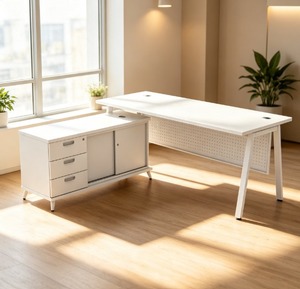 Modern Durable White Rectangular Wood Metal Executive Computer Desk 7-Drawer Storage <b>Cabinet</b> Freestanding <b>Office</b> Furniture for - Product Image 2