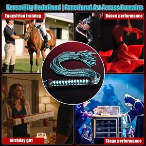 Fouet d'équitation professionnel en cuir véritable tressé à 36 brins et 9 queues, fabriqué à la main par SPALL JP SPORTS, en cuir de vachette. - Product Image 2