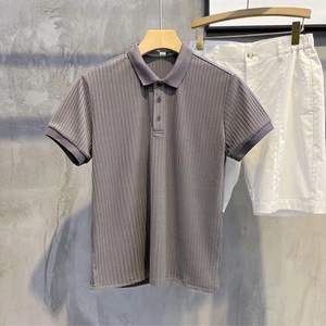 Camiseta Polo de Manga Corta para Hombre, Elástica, con Rayas Acanaladas y Logotipo Personalizado Bordado, Estilo Casual de Negocios, Precio de Fábrica en China, OEM - Product Image 3