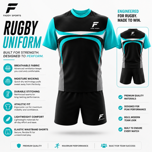 Ensemble de maillots de rugby sublimés personnalisés, uniforme de rugby professionnel respirant en polyester, vêtements de sport pour hommes, évacuation de l'humidité, entraînement - Product Image 5