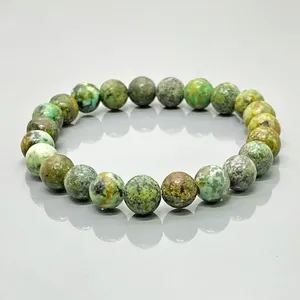 Natural African Turquoise 8mm Smooth Round AA Grade <b>Gemstone</b> Beads Stretch <b>Bracelet</b> Healing Jewelry Wholesale - Product Image 3