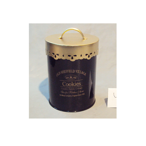 Juego de Recipientes Vintage para Té, Café y Azúcar de Sheffield Village, Recipientes Cilíndricos de Metal con Acabado Brillante Oscuro y Tapas Doradas. - Product Image 3
