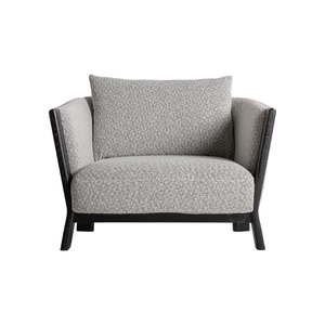 Fauteuil lounge scandinave moderne en teck massif, fauteuil d'appoint rembourré, dossier incurvé, coussin épais, mobilier d'intérieur élégant - Product Image 3