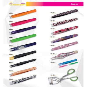 Pinzas japonesas de acero inoxidable con punta inclinada para cejas, pinzas multifuncionales antiestáticas para cejas en todos los colores - Product Image 5