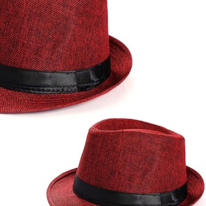 Red <b>Straw</b> <b>Fedora</b> Hat Classic Short Brim Lightweight Breathable Summer Casual Fashion Accessory Black Band Ribbon Outdoor Style - Product Image 4