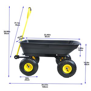 Camión volquete de jardín de polietileno plegable negro de 10 pulgadas, neumático de 300 libras de capacidad, cuerpo de 55L con marco de acero para carros de mano y carros - Product Image 5