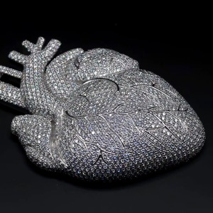 Luxury Iced Out Heart Shape Pendant Hip Hop Fine Jewelry Solid 925 Sterling Silver Pendant Pass Diamond <b>Tester</b> Pendant For Men's - Product Image 2