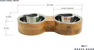 Comedero Elevado de Madera para Mascotas, con 4 Tazones, Estación de Alimentación para Perros y Gatos, con Insertos de Acero Inoxidable, para Uso en Interiores - Product Image 2
