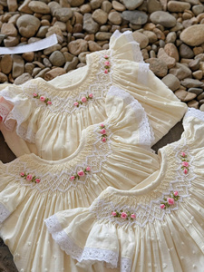 OEM Baby Girl Smocked Linen Dress Soft Organic Cotton Breathable Washable Floral In Stock Casual Outfit - Product Image 2