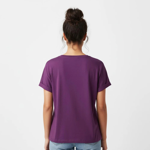 T-shirt uni à manches courtes pour femme – Confortable et décontracté, col rond, séchage rapide, très demandé - Product Image 3